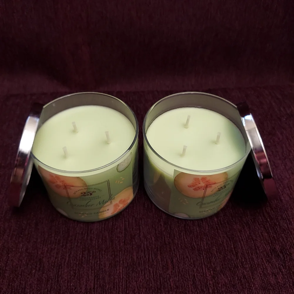 Bundle of 2 cucumber melon candles by bath and body works